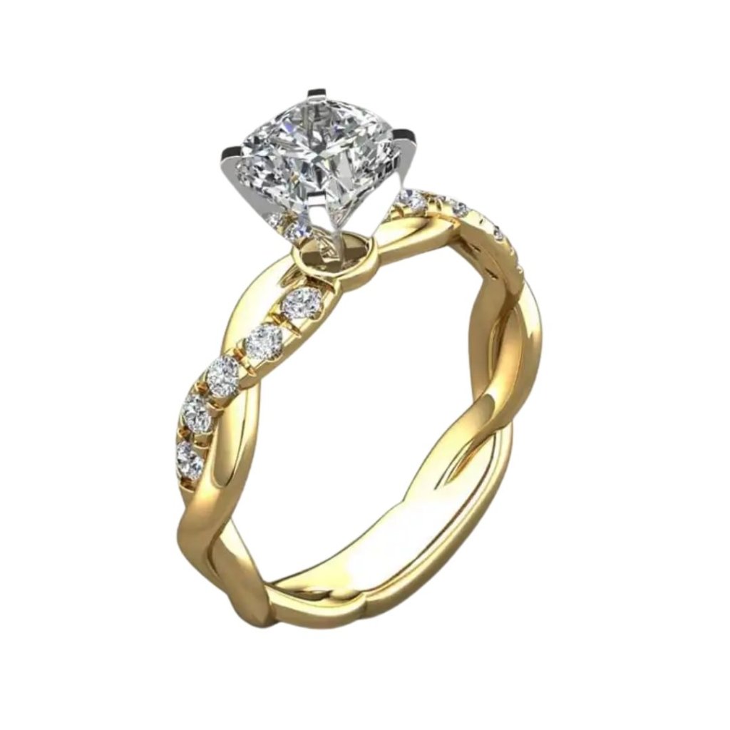 Diamond Bling Ring Gold Coated 925 Sterling Silver Aaa White Cubic Zircon 24$